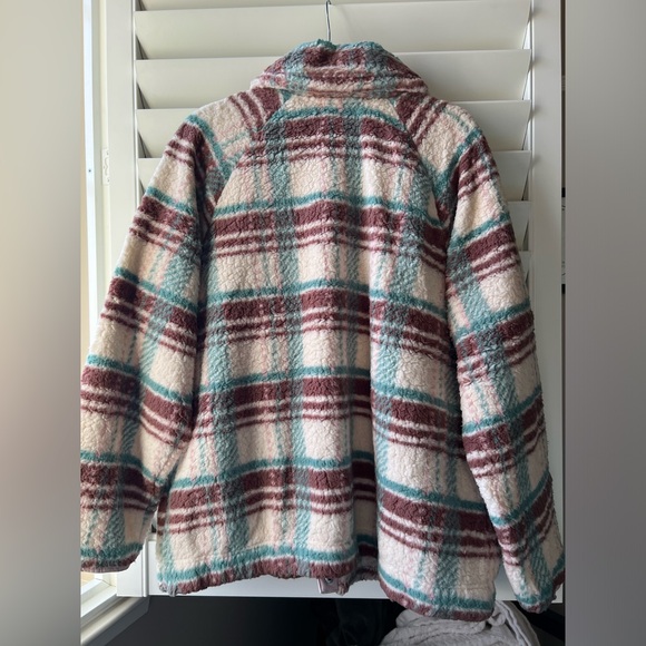 Sample? Brand removed - NWOT -  Shacket - Teal/Cream /Brown - 1X - Picture 7 of 8